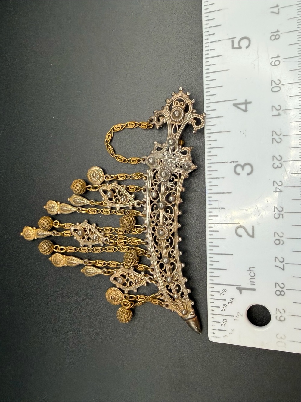 Vintage Jambiya or Scimitar dagger filigree brooch #809 - Picture 12 of 12